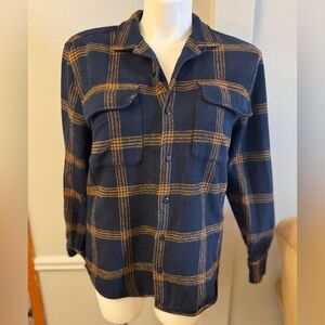 Madewell Blue and Brown Checkered Shirt Jacket